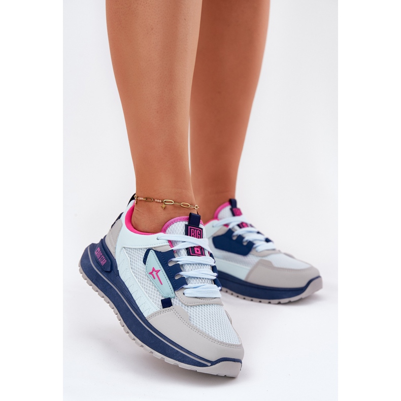 Zapatos deportivos femeninos en la plataforma Big Star RR274A225 Sistema azul de alta polla 2