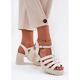 Sandalias de cuero para mujeres pintadas en el Vinceza 66621 Post de mendigo ligero beige 5