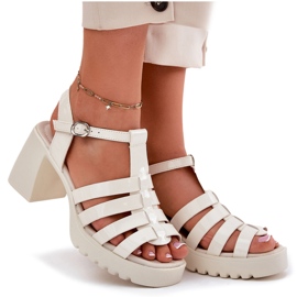 Sandalias de cuero para mujeres pintadas en el Vinceza 66621 Post de mendigo ligero beige 8