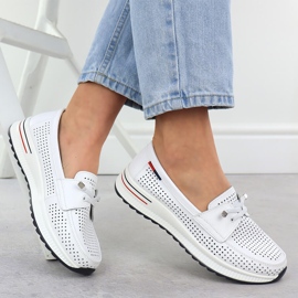 Zapatos de cuero para mujeres Evento blanco abierto 8443 5