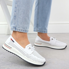 Zapatos de cuero para mujeres Evento blanco abierto 8443 6
