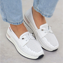 Zapatos de cuero para mujeres Evento blanco abierto 8443 7