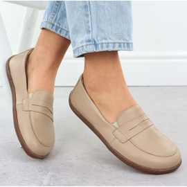 Mocasines de cuero para mujeres descalzos Ekri Helios 433 beige 4