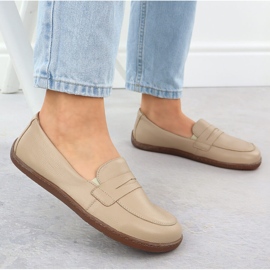 Mocasines de cuero para mujeres descalzos Ekri Helios 433 beige 5