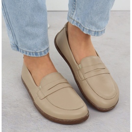 Mocasines de cuero para mujeres descalzos Ekri Helios 433 beige 6