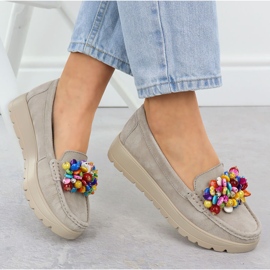Mocasines de cuero en una plataforma con beige beige filippo 6828 4