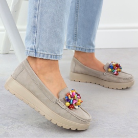 Mocasines de cuero en una plataforma con beige beige filippo 6828 5
