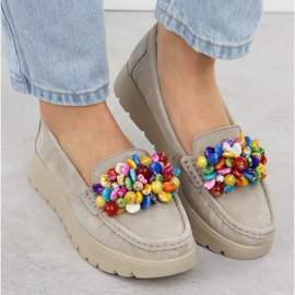 Mocasines de cuero en una plataforma con beige beige filippo 6828 6