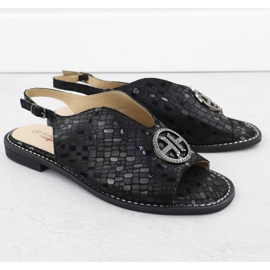 S.Barski Sandalias de cuero para mujeres Czarne S. Barski KV51-094 negro 2