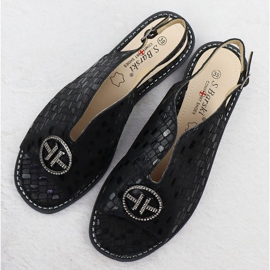 S.Barski Sandalias de cuero para mujeres Czarne S. Barski KV51-094 negro 3