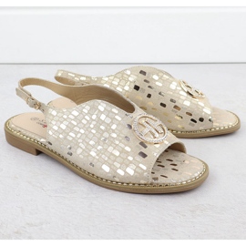 S.Barski Sandalias de cuero para mujeres Złote S. Barski KV51-094 dorado 2