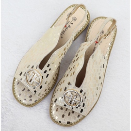 S.Barski Sandalias de cuero para mujeres Złote S. Barski KV51-094 dorado 3