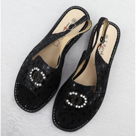 Sandalias de cuero para mujeres Black S.Barski KV51-096 negro 3