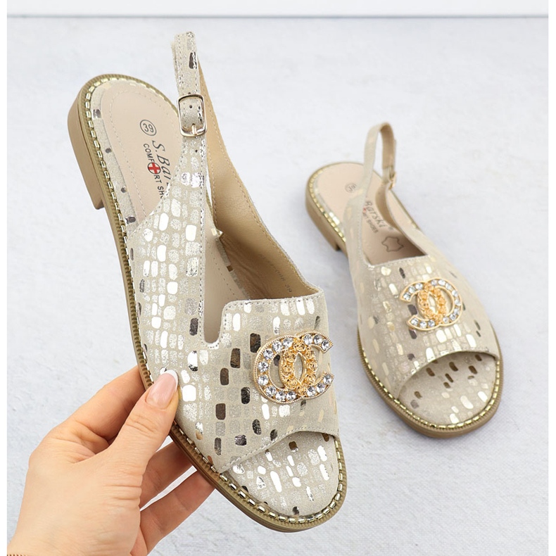 S.Barski Sandalias de cuero para mujeres Złote S. Barski KV51-096 dorado 1 S.Barski Sandalias de cuero para mujeres Złote S. Barski KV51-096 dorado 1