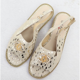 S.Barski Sandalias de cuero para mujeres Złote S. Barski KV51-096 dorado 3