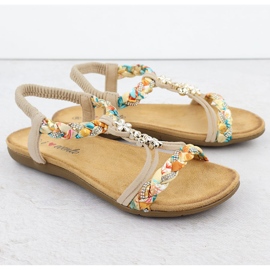 EVento Las sandalias femeninas resbalaron beige Evalo 8309 2