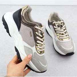 Zapatillas de cuero femenino beige evento 8234 gris 1