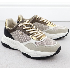 Zapatillas de cuero femenino beige evento 8234 gris 2
