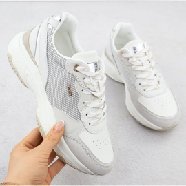 Evento Zapatillas de cuero para mujeres White Evalo 8238 gris 1