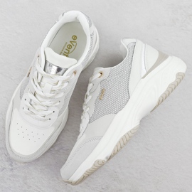 Evento Zapatillas de cuero para mujeres White Evalo 8238 gris 3