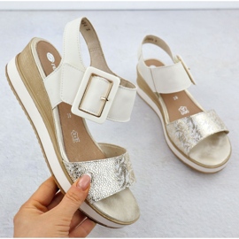 Sandalias de cuero cómodas para velcro, remonte D6453-61 velcro blanco 1
