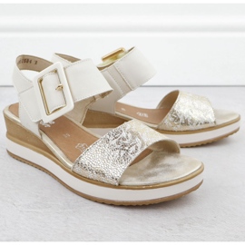 Sandalias de cuero cómodas para velcro, remonte D6453-61 velcro blanco 2