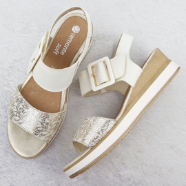 Sandalias de cuero cómodas para velcro, remonte D6453-61 velcro blanco 3