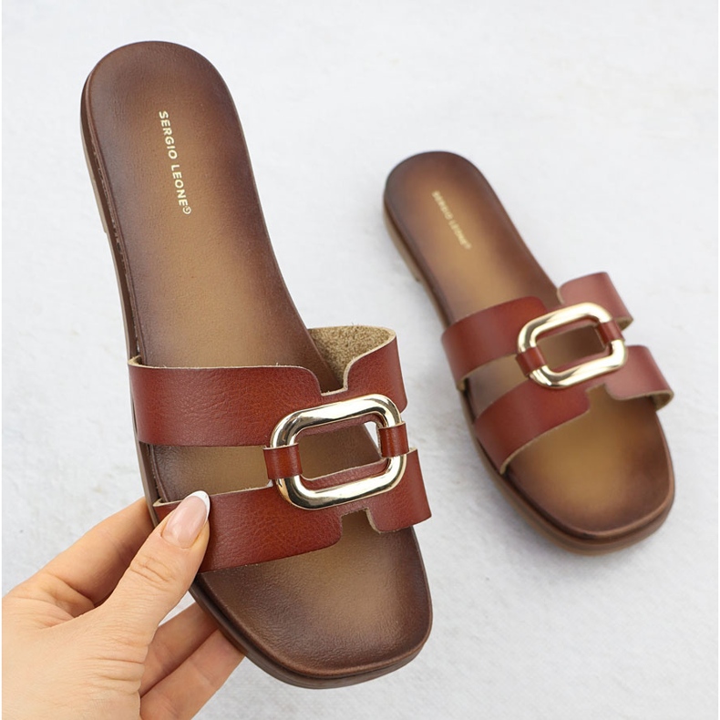 Zapatillas para mujeres con decoración Brown Sergio Leone SK077H marrón 1 Zapatillas para mujeres con decoración Brown Sergio Leone SK077H marrón 1