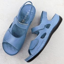 Sandalias de cuero para mujeres para Velcro Blue T.Sokolski L25-158 azul 3