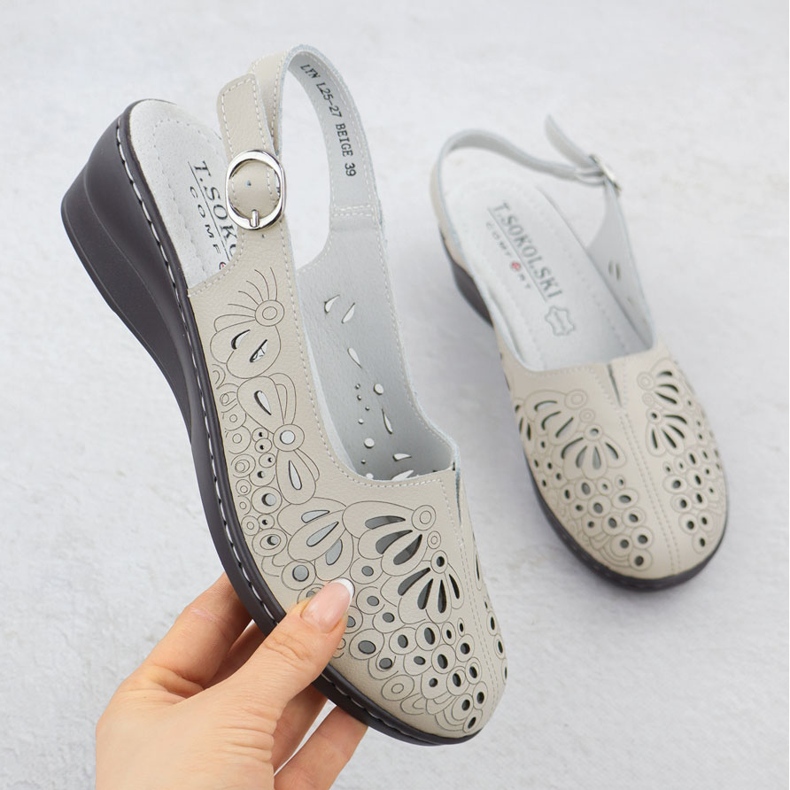 Sandalias de cuero para mujeres abiertas para beige T.Sokolski L25-27 1 Sandalias de cuero para mujeres abiertas para beige T.Sokolski L25-27 1