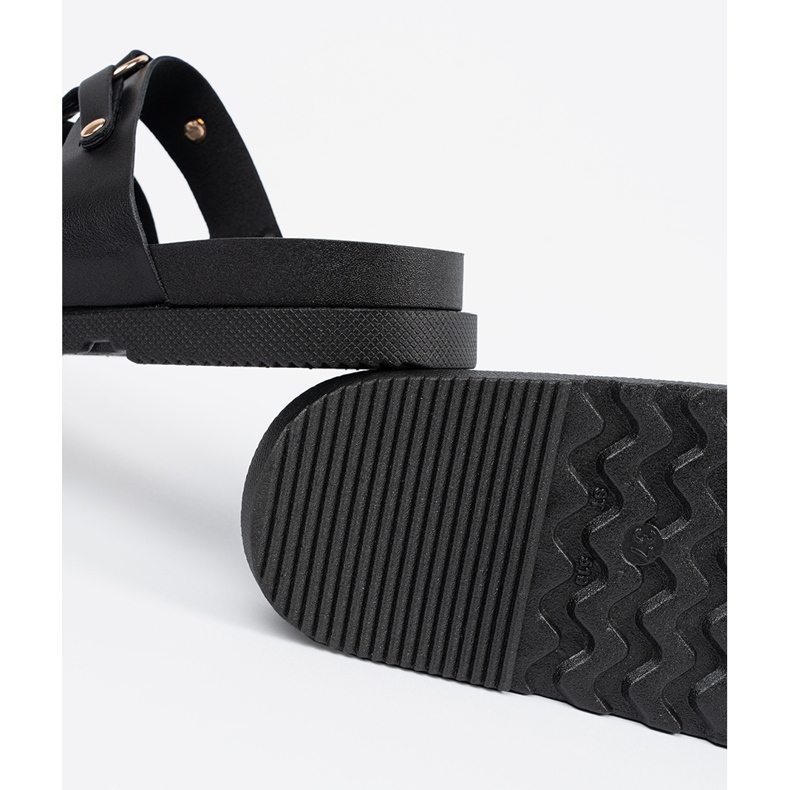 Seastar Zapatillas negras para mujeres decoradas con tres rayas con diamantes de imitación negro 2