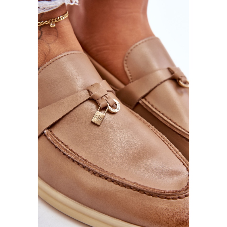 Mocasines mujer piel beige 5