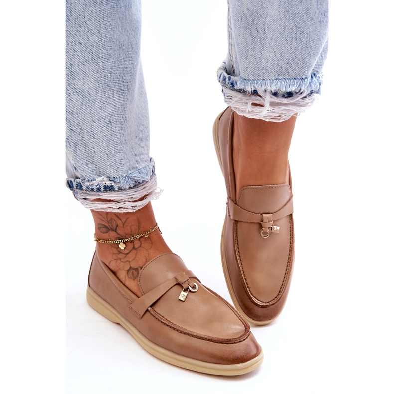 Mocasines mujer piel beige 4