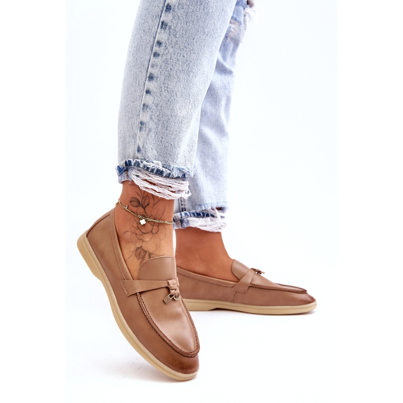 Mocasines mujer piel beige 3