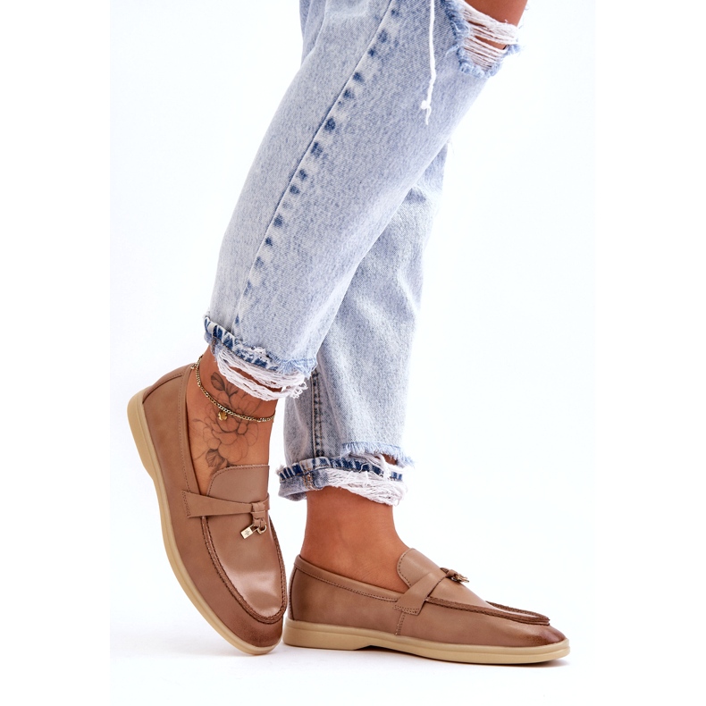 Mocasines mujer piel beige 2