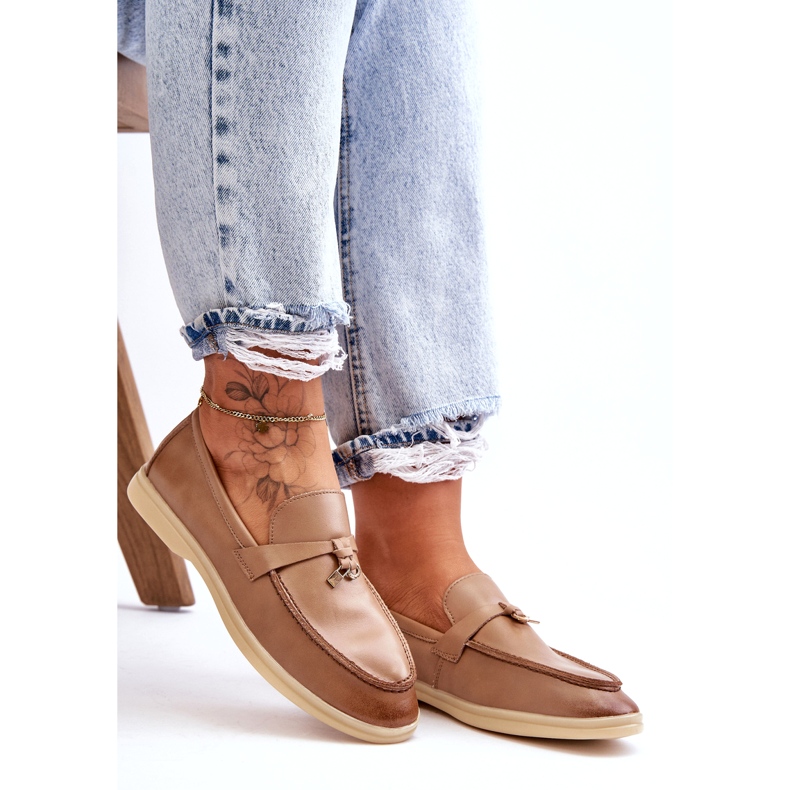 Mocasines mujer piel beige 1