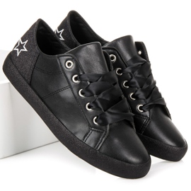 L&H Zapatillas atadas con una cinta negro 5