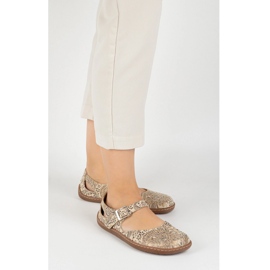 Olivier Zapatos descalzos de mujer hechos de cuero natural con estampado 1284 beige 1