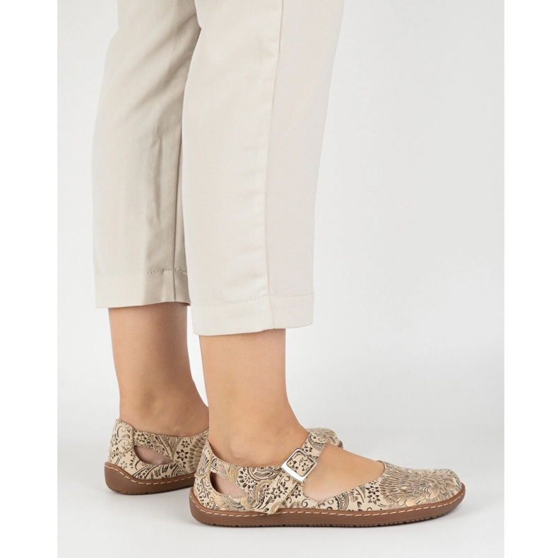 Olivier Zapatos descalzos de mujer hechos de cuero natural con estampado 1284 beige 2