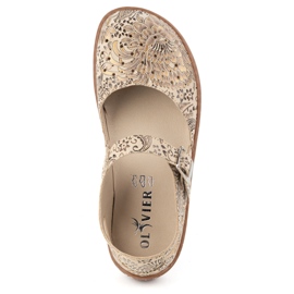 Olivier Zapatos descalzos de mujer hechos de cuero natural con estampado 1284 beige 11
