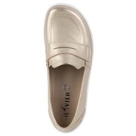 Olivier Barefoot elegante mocasines de cuero minimalista de mujeres 1280 Zlotys dorado 7