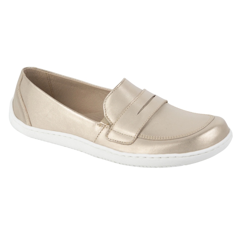 Olivier Barefoot elegante mocasines de cuero minimalista de mujeres 1280 Zlotys dorado 2