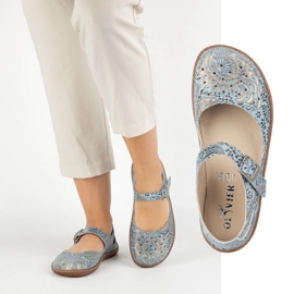 Olivier Zapatos descalzos de mujer hechos de cuero natural con impresión 1284 azul 6