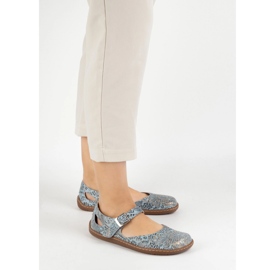 Olivier Zapatos descalzos de mujer hechos de cuero natural con impresión 1284 azul 5