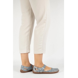 Olivier Zapatos descalzos de mujer hechos de cuero natural con impresión 1284 azul 1