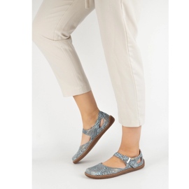 Olivier Zapatos descalzos de mujer hechos de cuero natural con impresión 1284 azul 2