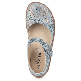 Olivier Zapatos descalzos de mujer hechos de cuero natural con impresión 1284 azul 12