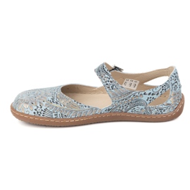 Olivier Zapatos descalzos de mujer hechos de cuero natural con impresión 1284 azul 7