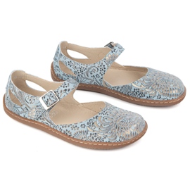 Olivier Zapatos descalzos de mujer hechos de cuero natural con impresión 1284 azul 8