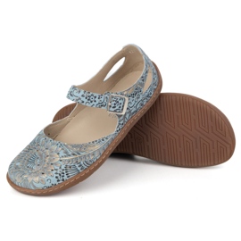 Olivier Zapatos descalzos de mujer hechos de cuero natural con impresión 1284 azul 9